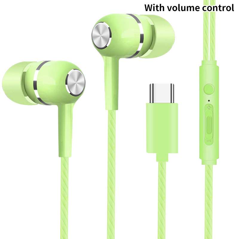 Mobile Phone Wired Headphones In-ear Simple With Mic TYPE-C Silicone Ear Tips Business Wired Headset Heavy Bass Music Earphone