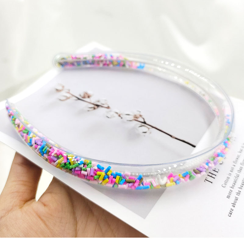 Serre-tête Transparent en forme de cœur de Fruit pour enfants, en résine, à paillettes, pour filles, accessoires pour cheveux: 3