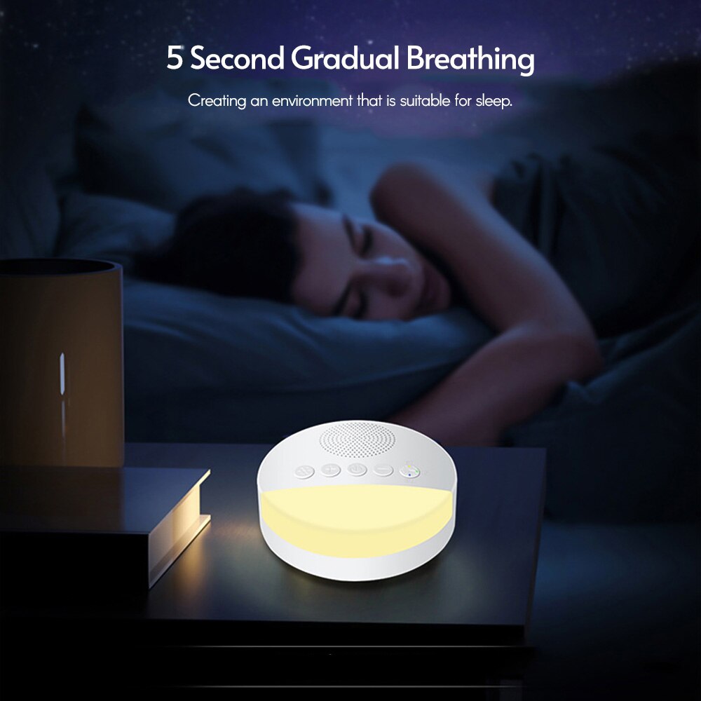 White Noise Sleep Machine Built-in 6 Soothing Sound Soft Breath Light 15/30/60 Intelligent Timing for People of All Ages