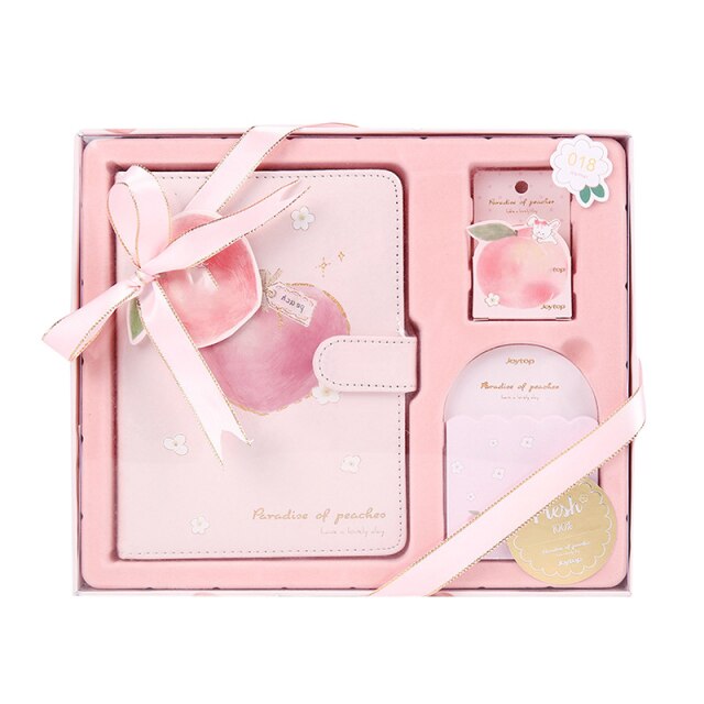 Box Set Stationery Hand Ledger Paper Tape Set Pink Peach Cake Pattern Cute Suitable for Girls Birthday School Rewards: A peach