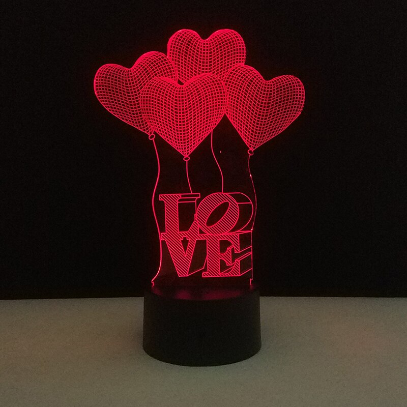 I LOVE YOU 3D LED Sweet Lover Heart Shape Glow in the dark for Valentine's Day Christmas Home Decor