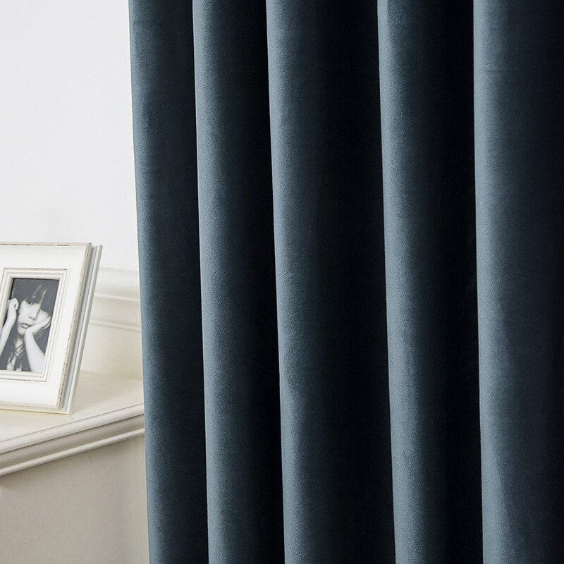 Rideaux de velours modernes pour les rideaux de fenêtre de salon de chambre à coucher rideau d'épaississement d'ombrage complet dans le luxe de cuisine: Gray-blue / Hooks top