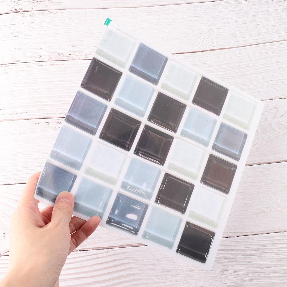 6PCS/Set 20cm 3D Mosaic Floor Tiles Diagonal Wall Stickers Bathroom Kitchen Waist Line Decoration Art Mural Tile Wall Decals