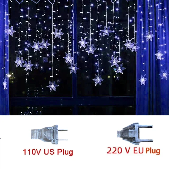 3,5 m Weihnachten Schneeflocke führte Lichterketten blinkende Lichterketten Vorhang Lichter Phantasie Party Neujahr Dekoration: L / Minze Grün