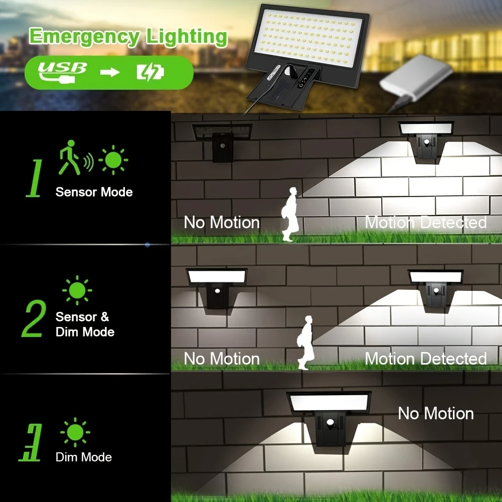 Luzes solares ao ar livre sensor de movimento com controle de segurança inundação luz à prova dwaterproof água 4 modos 90 leds luzes de parede para varanda quintal jardim