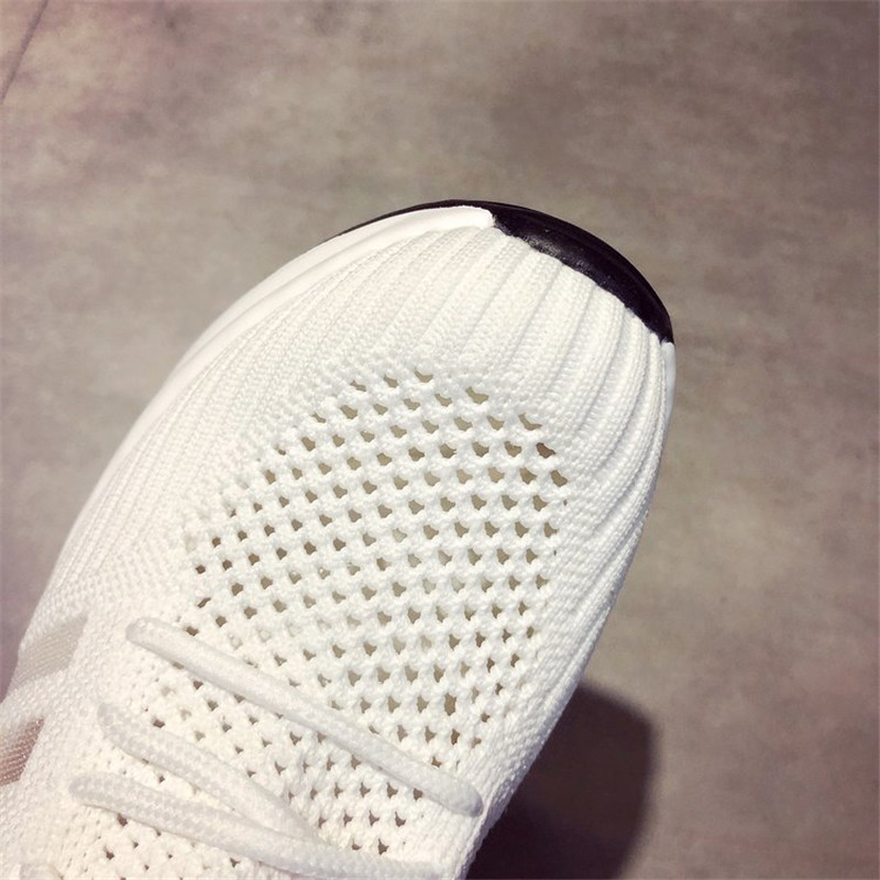 Strikket elastisk mesh bling sneakers kvinder forår efterår sko kvinder farverige pailletter med snøre platform sneakers