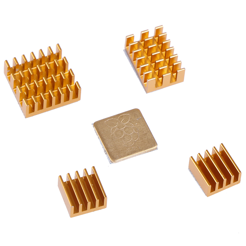 5pcs For Raspberry Pi 2/3/4 3B+ 4B Aluminum Heatsink Radiator Cooler Kit for Raspberry Pi 4 (Gold)