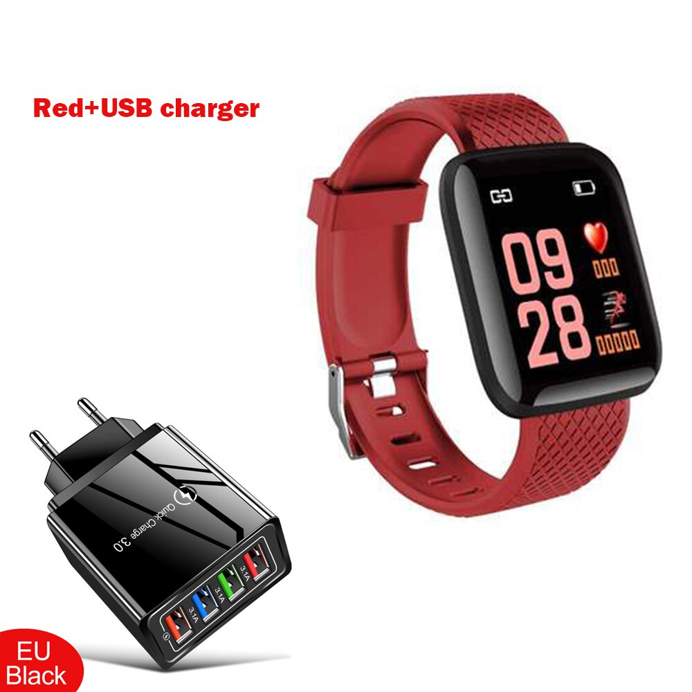 2020 New Smart Watch uomo Fitness bracciale orologi da donna monitoraggio della frequenza cardiaca orologio da polso elettronico Smartwatch magico per bambini: EU charger red