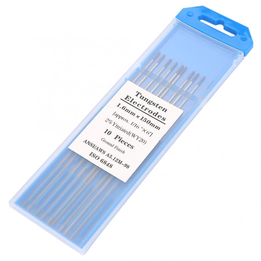 10 stk  wy20 2.0%  yttrium wolfram elektrode blå spids til tig svejsning 1.6mm*150mm 1.6mm wolfram elektrode
