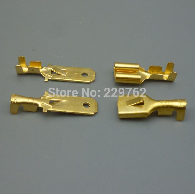 Shhworldsea 6.3mm Auto Crimp Splice wire Terminal 100pcs Man Spade Connector + 100pcs Vrouwelijke Spade Connector