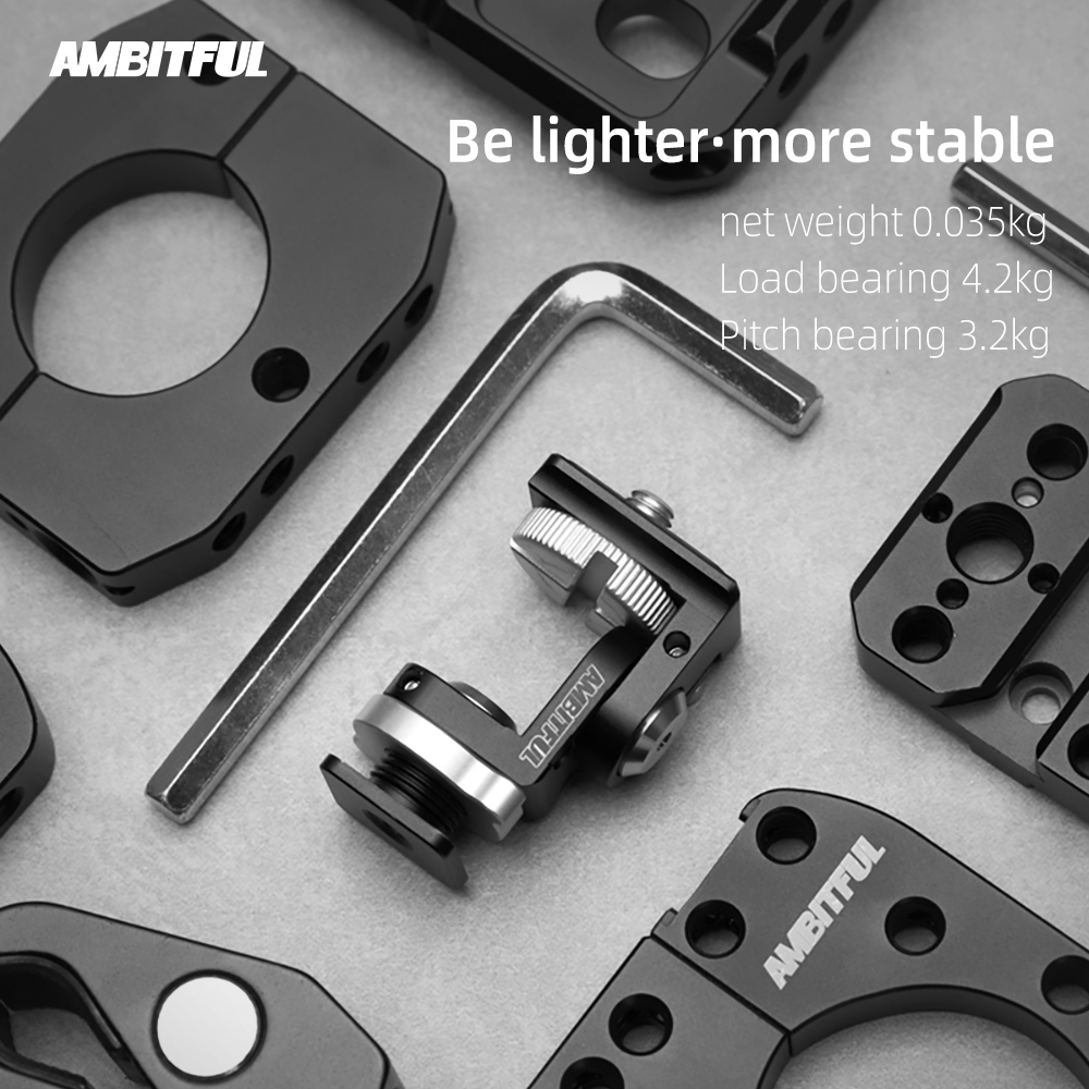 AMBITFUL Protable 360 Paranomic Hot Shoe Ballhead Monitor Base supporto per staffa supporto universale per luci Video a LED fotocamere DSLR