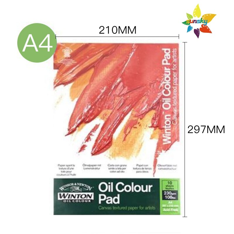 Winsor &amp; Newton Olie Kleur Pad, A3/A4,230gsm, Uitstekende Canvas Textuur, ideaal Voor Olieverf En Acryl Toepassingen