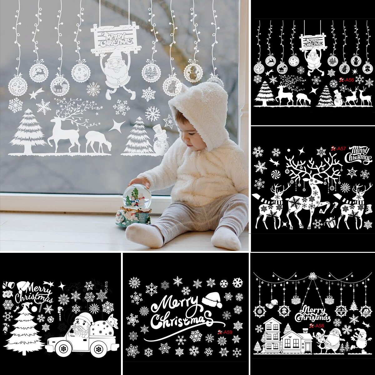 QIFU-pegatina de pared de Feliz Navidad para el hogar, decoración navideña de vidrio para ventana, sala de estar, pegatinas de Feliz Año , 2024, 2025