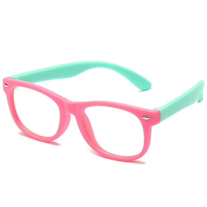 Anti blue Light Kids Glasses Children Square Optical Frame Eyeware Boy Girls Square Computer Transparent Eyeglasses UV400: pink green