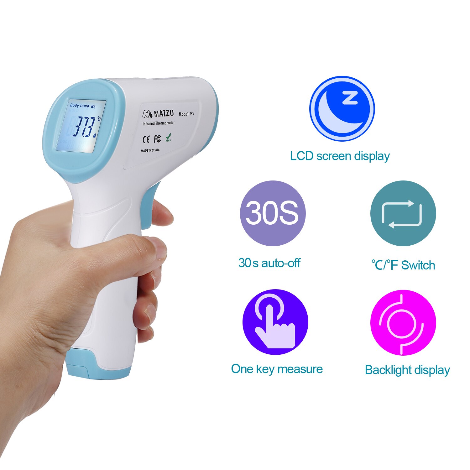 Forehead Thermometer Non Contact Infrared Thermometer Fever Digital Measure Tool for Baby Adult Body Temperature Measurement