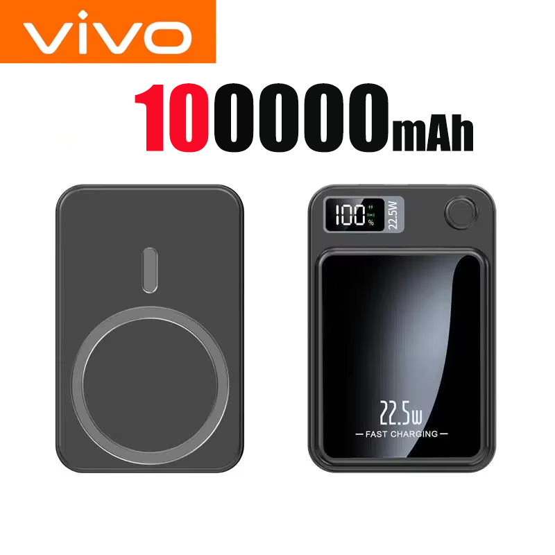 VIVO 200000mAh 22.5W Wireless Magnetic Power Bank Fast Charging Portable External Battery PowerBank Magsafe for iPhone Xiaomi: Red