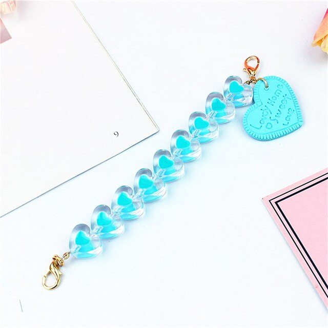 Mobiele Telefoon Lanyard Telefoon Charme Acryl Olie Liefde Armband Telefoon Sleutelhanger Diy Mobiele Telefoon Geval Sieraden Accessoires: Blue