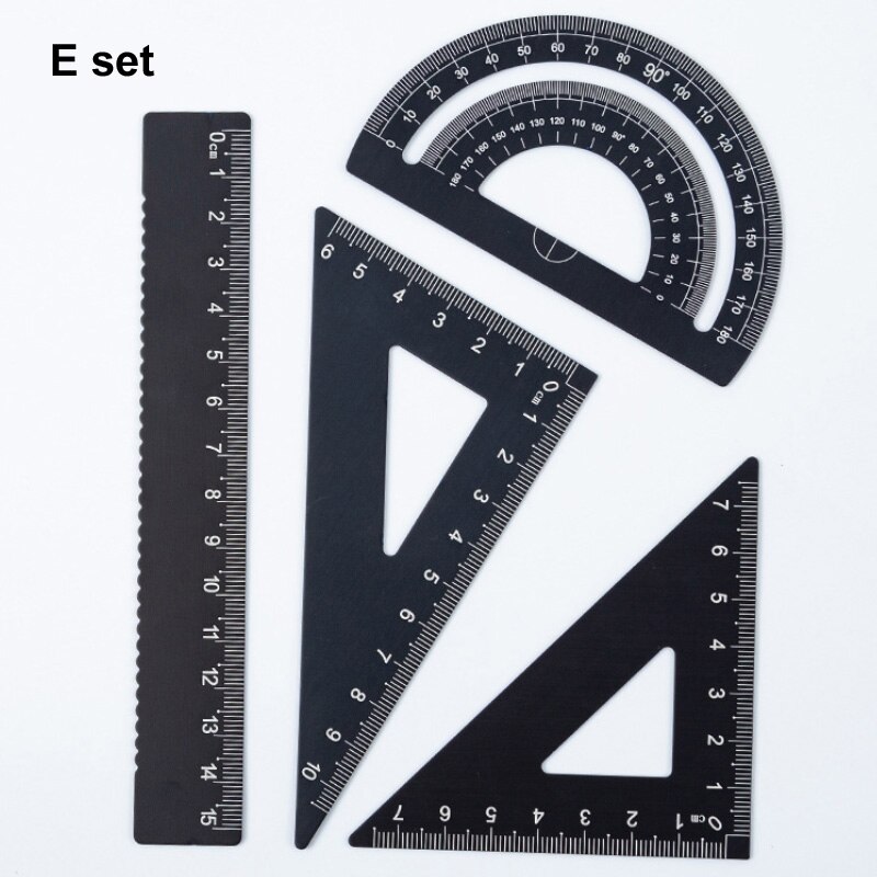 brass,Al alloy ruler set Protractor for math angle meas urement for students School Educational Measuring Tools: Al alloy E set