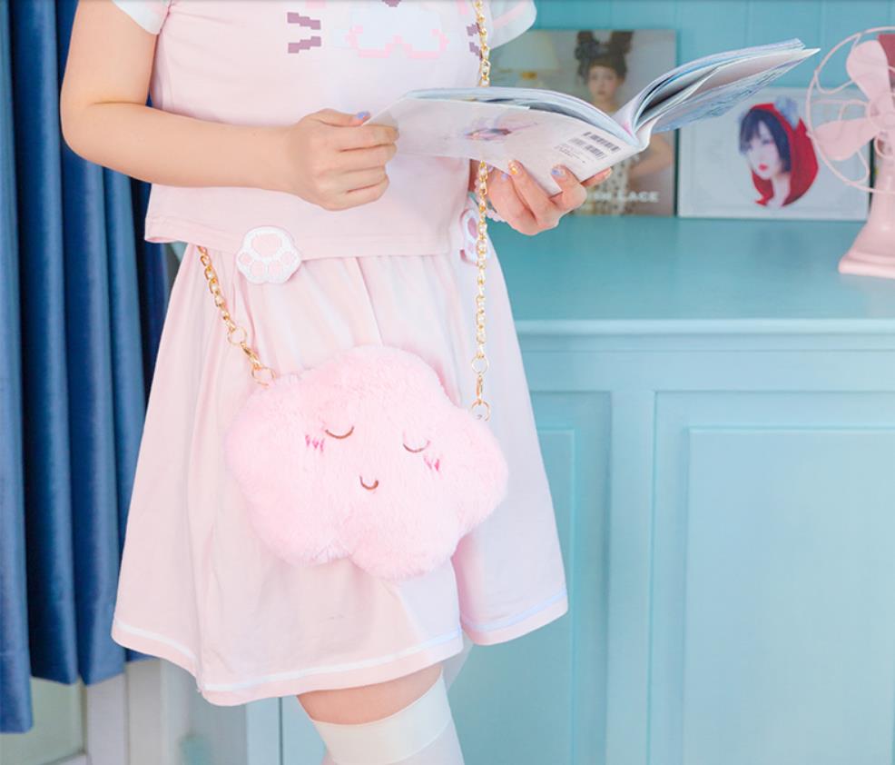 Super Cute Furry Single Shoulder Bags Mini Phone Wallet Bag Purse Cartoon Lolita Chain Sweet Girl Kawaii 11 types