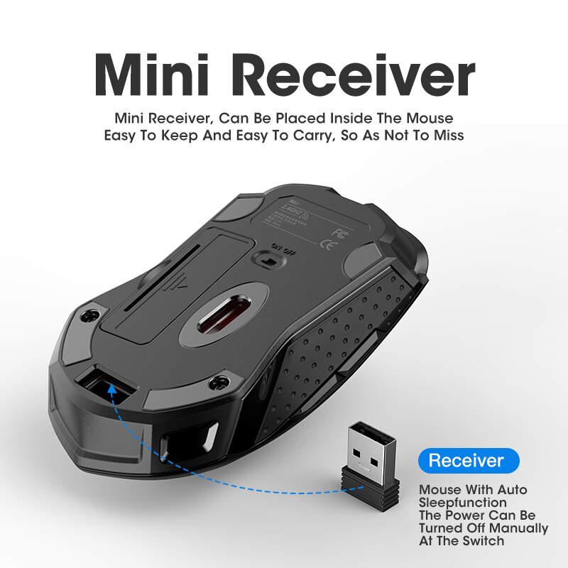 Niye Gaming Mouse Wireless Mouse Gamer Mute 1600 DPI Adjustable Computer Silent Click Wireless Mouse Home Office Desktop Mice