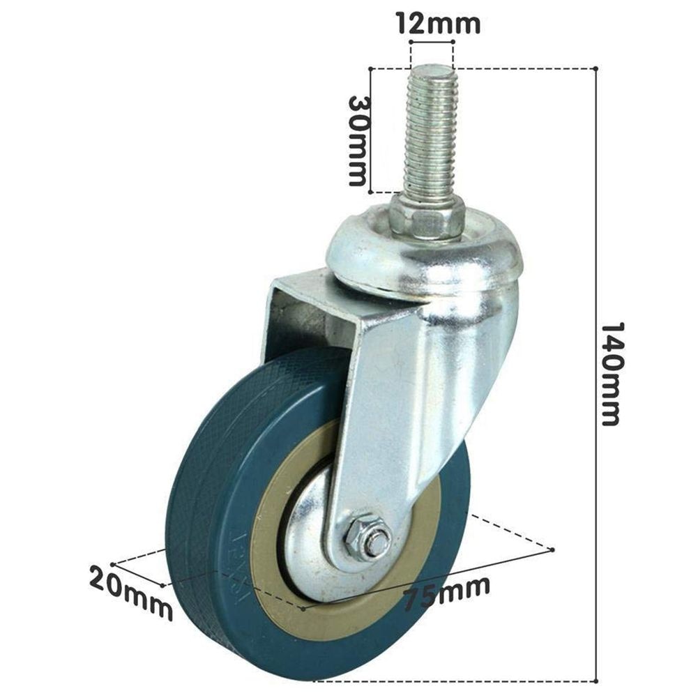 4 stk heavy duty 75mm svingbare hjul med bremsevogn hjul for møbler
