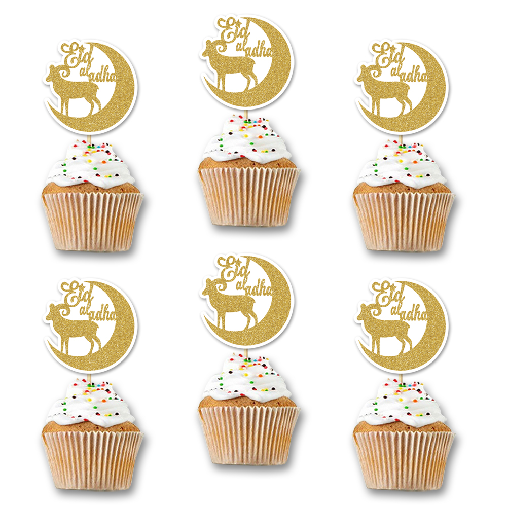 Eid al adha cupcake topper eid party hajj feestdecoratie-24st: Licht Geel
