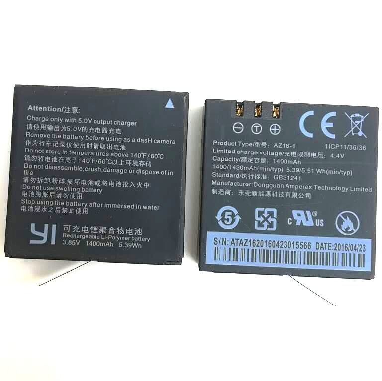 Original para Xiaomi YI 4K batería AZ16-1 USB LCD Dual cargador acción Cámara 2 4k + Lite accesorios 1400mAh batería recargable