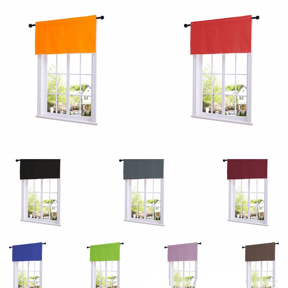 Rideau tête couleur unie tringle style américain ombrage | Petit rideau étude cuisine café rideau court, rideaux de cuisine