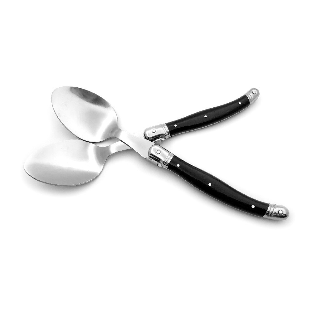 Stainless Steel Cutlery Dinner Spoon Soup Scoop Public Rice Spoon Dinnerware Set Large Long Handle Table Service Spoons Black