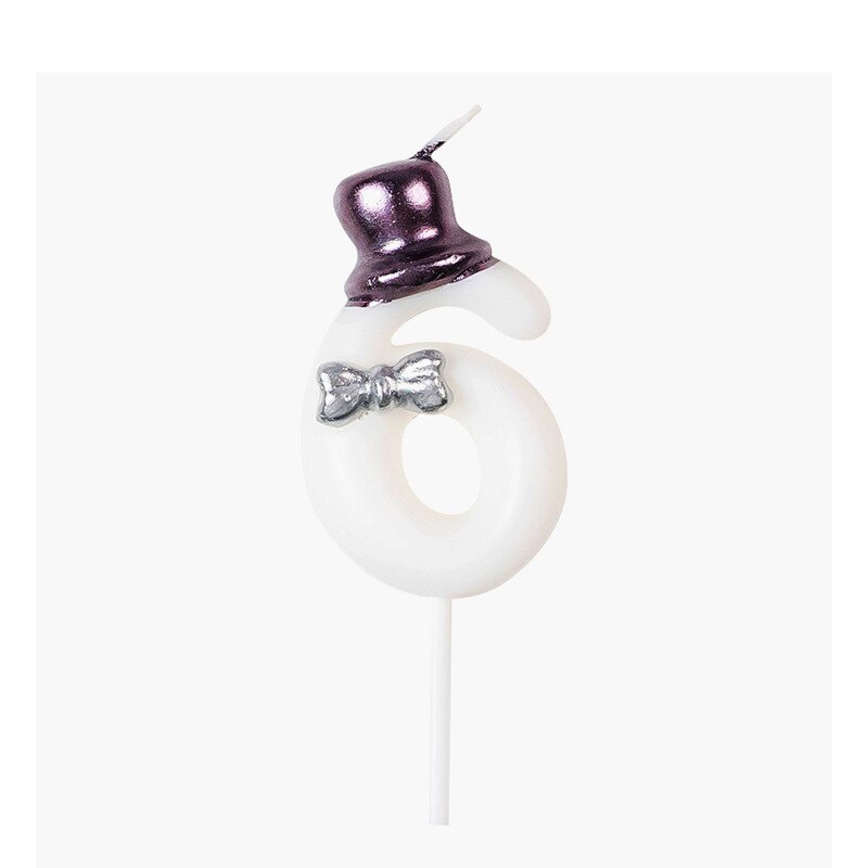 Bougie d'anniversaire numéro 0-9, 1 pièce, joyeux gâteau s pour fête, gâteau couronne/enfants, outils de décoration de mariage pour adultes: Top hat 6