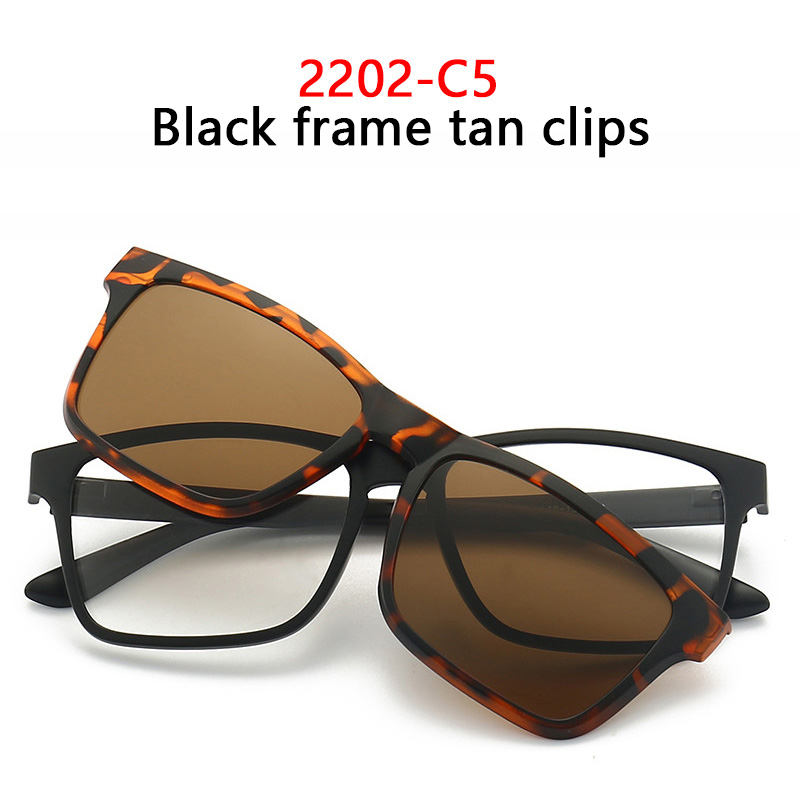 Lunettes de soleil magnétiques à Clip et monture de lunettes optiques 6 en 1, ensemble de lunettes polyvalentes polarisées ou à Vision nocturne pour femmes et hommes, 2202: Violet