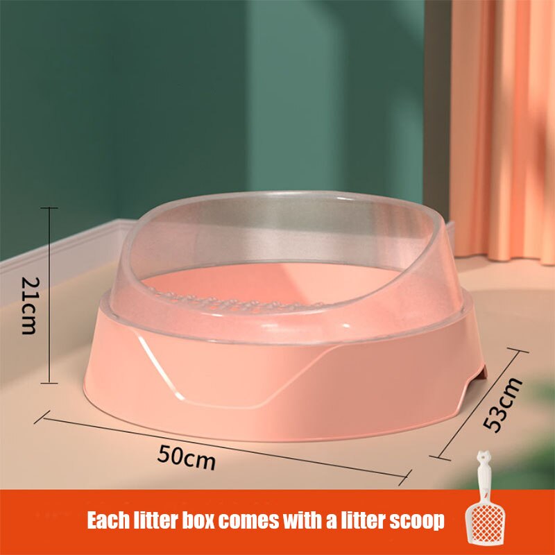 Semi-cerrado para desechos de gatos caja de baño redondo gato bandeja de arena grande pequeño Anti-splash desodorante arena gran tarta de huevo 3 Color: Large Pink