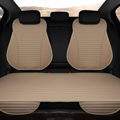 Easy Clean Not Moves Car Seat Cushions,universal Pu Leather Non Slide For Lada Granta Seat Cover Water Proof X2 X30: beige rear