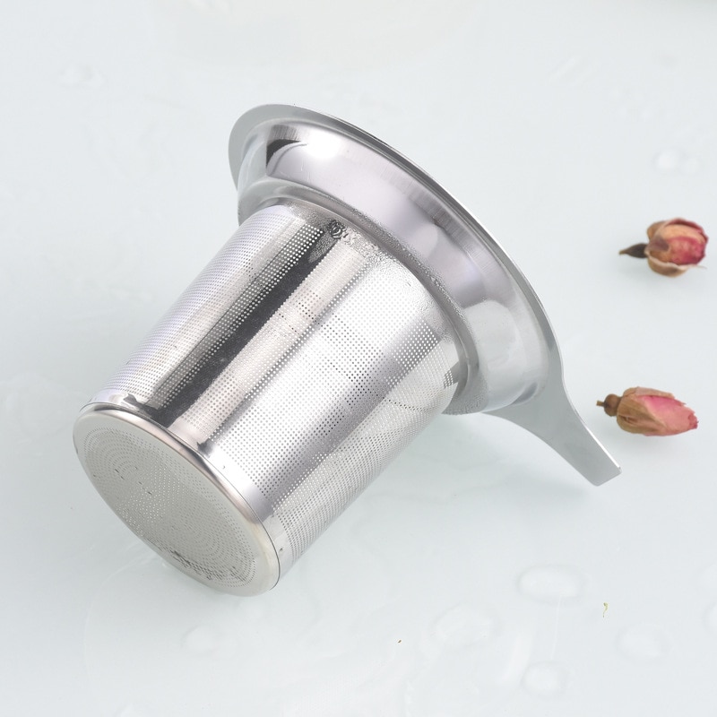 Køkkentilbehør te mesh metal infuser rustfrit stål kop te blad filter med låg filter te si genanvendelig