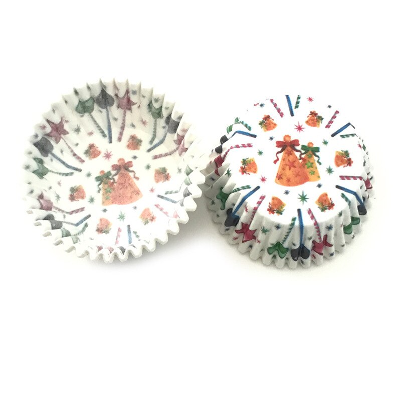 Moldes de papel para pastelitos de Navidad decoración para pasteles, accesorios de cocina, utensilios de decoración de repostería, 100 Uds.: B