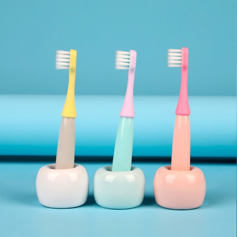 3 unids/set de cepillo de dientes de dibujos animados para el hogar, conjunto de cepillo de dientes suave de carbón de bambú para niños, cepillo de dientes de limpieza bonito de silicona