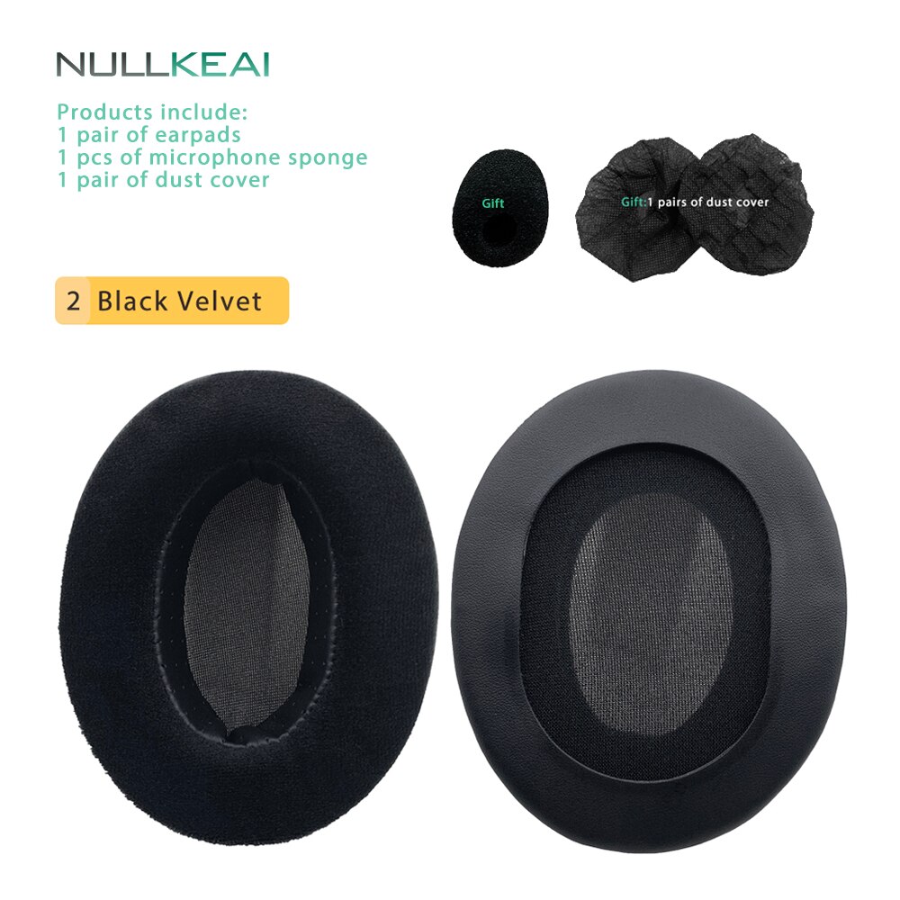 NULLKEAI-almohadillas de terciopelo de cuero grueso para auriculares, almohadillas de repuesto para auriculares CORSAIR HS70 HS60 HS50 HS35, cojín de esponja de memoria cómodo mejorado: Black Velvet