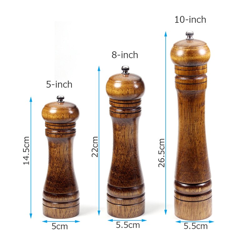 1PCS Eiken Grinder Zout en Peper Grinder Spice Grinder multifunctionele Kruiderij Fles Keuken Gereedschap (5,8, 10 inch) Pepermolen