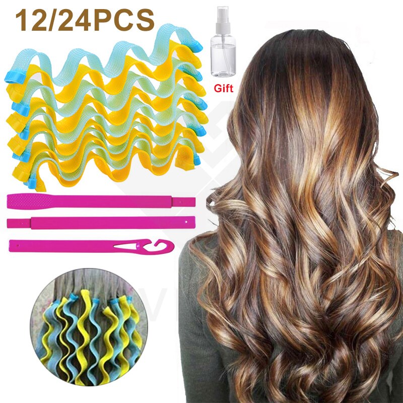 Bigoudi magique bricolage 12 pièces/24 pièces bigoudis portables bigoudis ondulés sont des outils de coiffure durables et Non dommageables