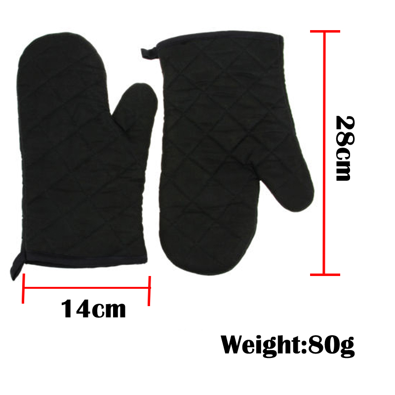 1 stück Neue Tragbare Schwarz Baumwolle Mischung Dicke Küche Backen Kochen Isolierte gepolstert Ofen Handschuhe Fausthandschuh