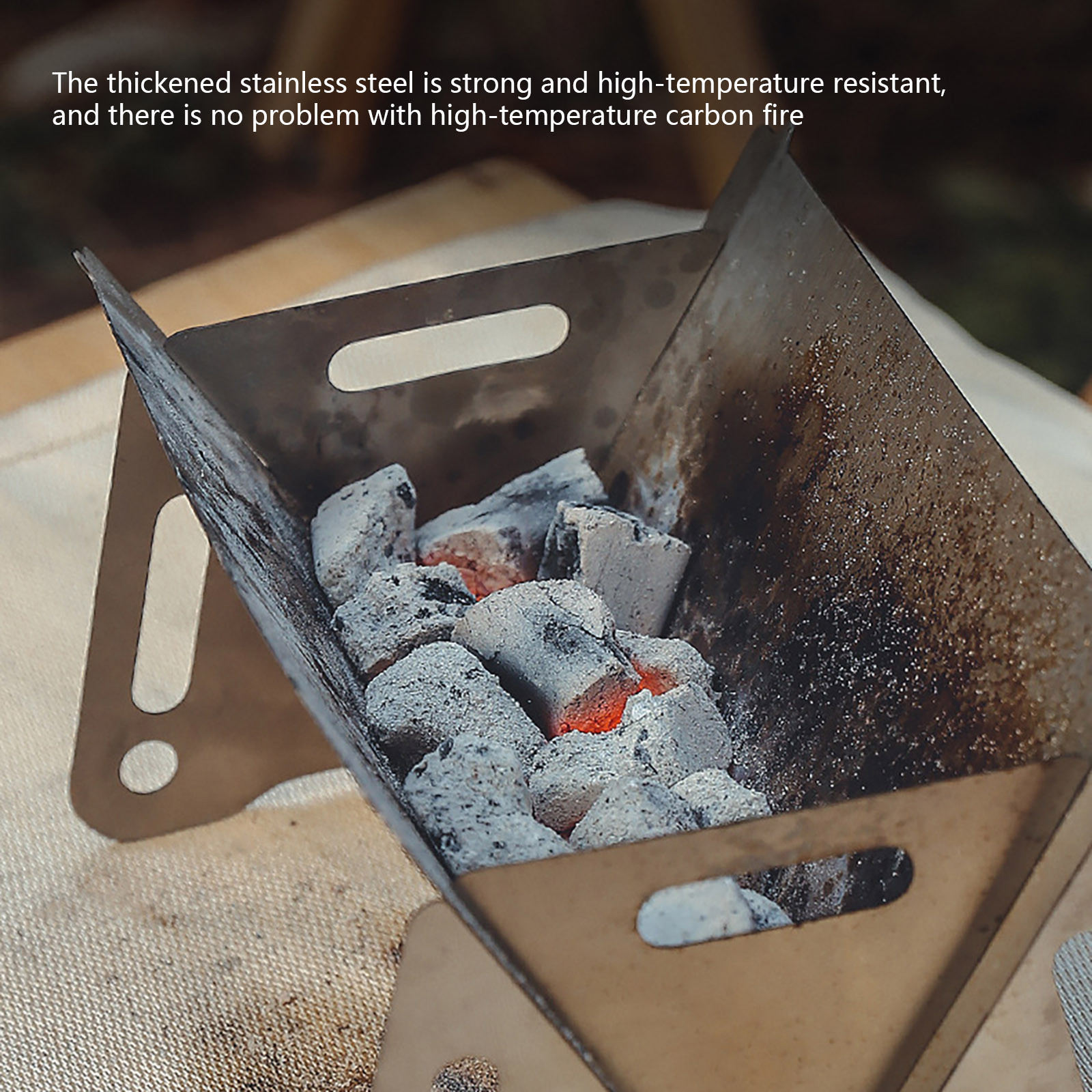 Multipurpose Outdoor Firewood Stove Portable Camping Picnic BBQ Travel Folding Stainless Steel Wood Stove Charcoal Cooking Grill