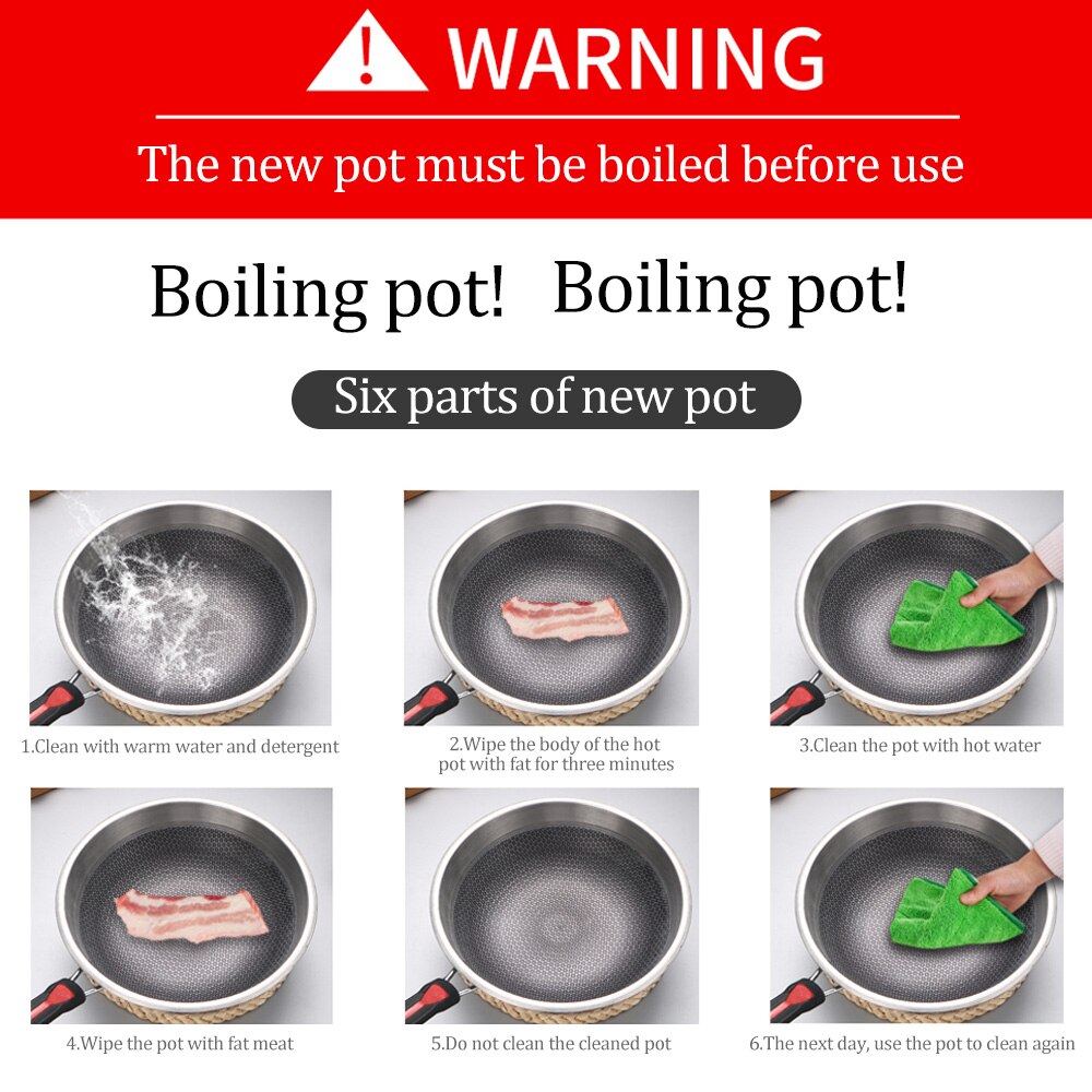 Stainless Steel Stir Fry Pan with Helper Handle Non-Stick Cookware Flat Pan Stainless Steel Pan For Family Cooking