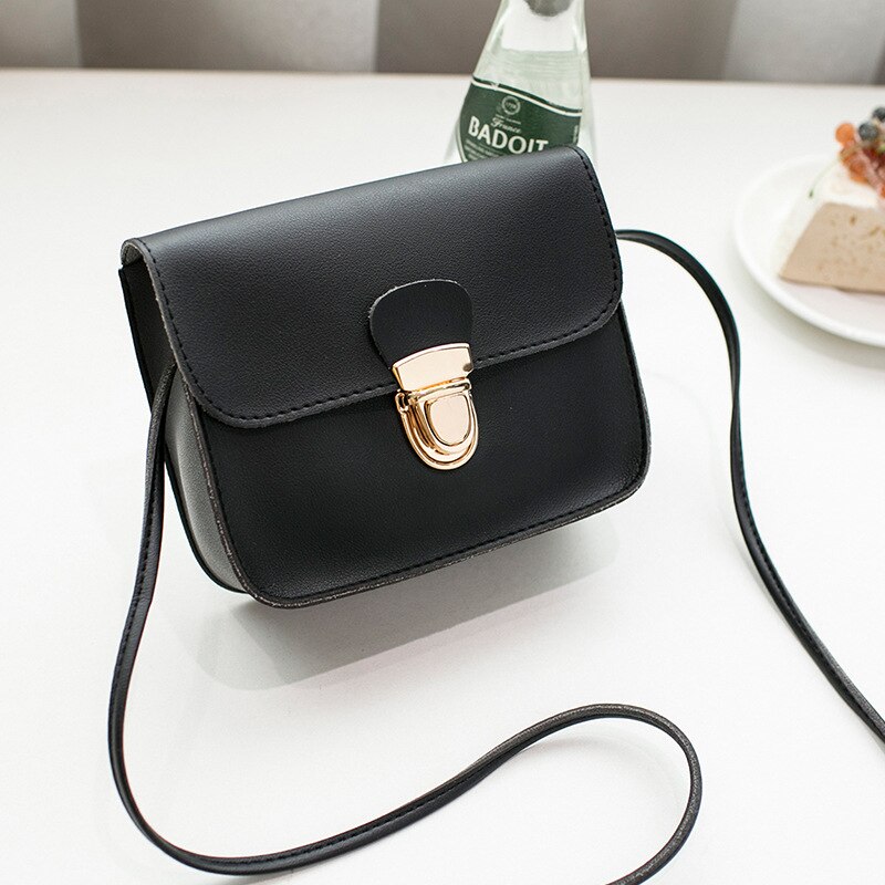 Mode Kleine Crossbody Tassen Voor Vrouwen Mini Pu Lederen Schouder Tas Bolsas Dames Telefoon Portemonnee Messenger Bag: Black-2