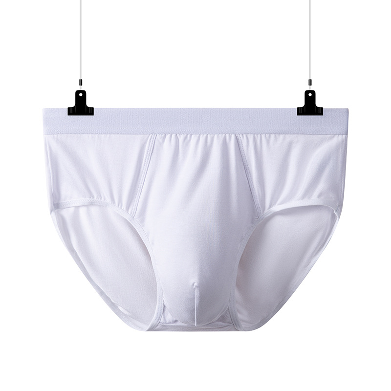 Mens Underwear Briefs Modal White Yellow Comfortable Breathable: white / XXXL