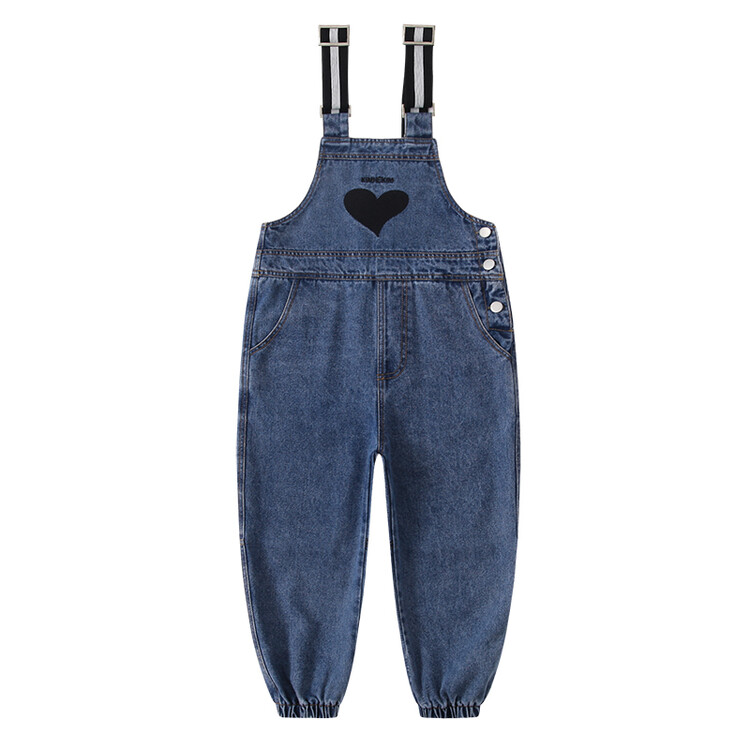 Teen Girls Denim Overalls Autumn Heart Print Girls Suspender Pants Casual Teenage Children's Rompers Jumpsuits 6 8 10 12 14 Y