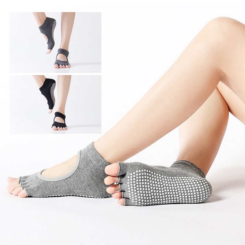 GIMSLOADS Yoga Socks Woman Yoga Grip Socks Non Slip Fingerless Socks Open Back Gym Toeless Socks Yoga Shoes Socks