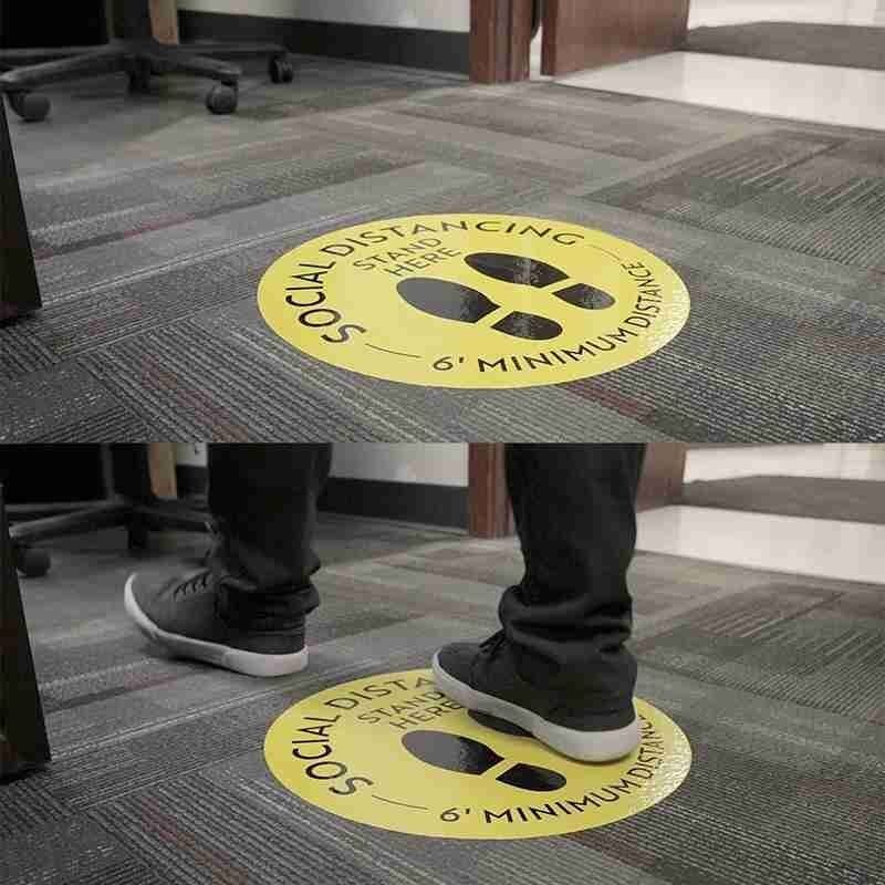 Professionelle PVC Sozialen Distanziert Boden Decals Sicherheit Boden Zeichen Aufkleber Halten 6 Fuß Abstand Anti-Unterhose Kommerziellen Klasse
