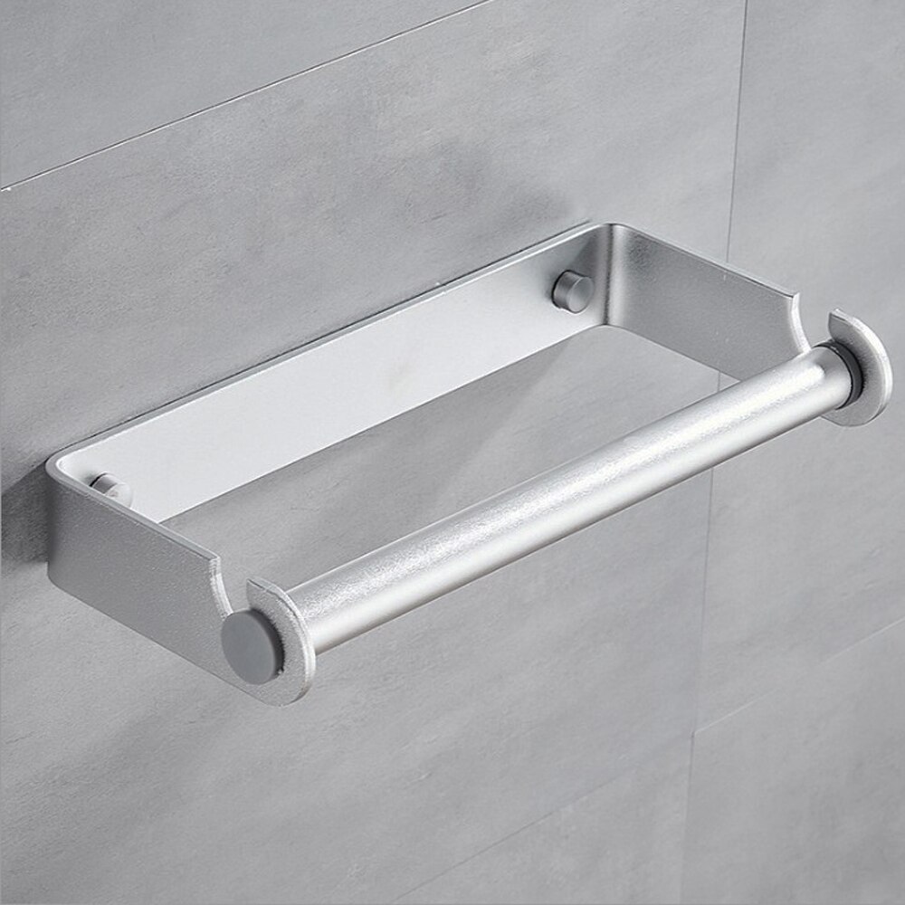 Fri-punch køkken papirholder badeværelse håndklædeholder plads aluminium rulle papirholder køkken plastfolie holder: Sølv / 320mm