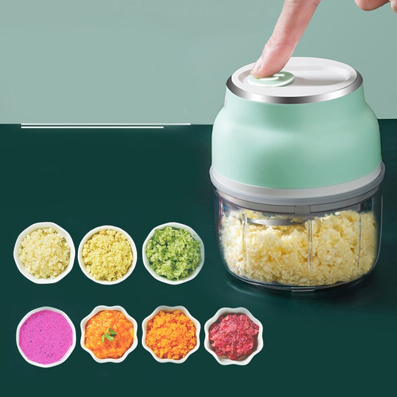 Electric Mini Food Garlic Vegetable Chopper Grinder Press for Nut Meat Fruit Rechargeable Onion Multi-Function Processor
