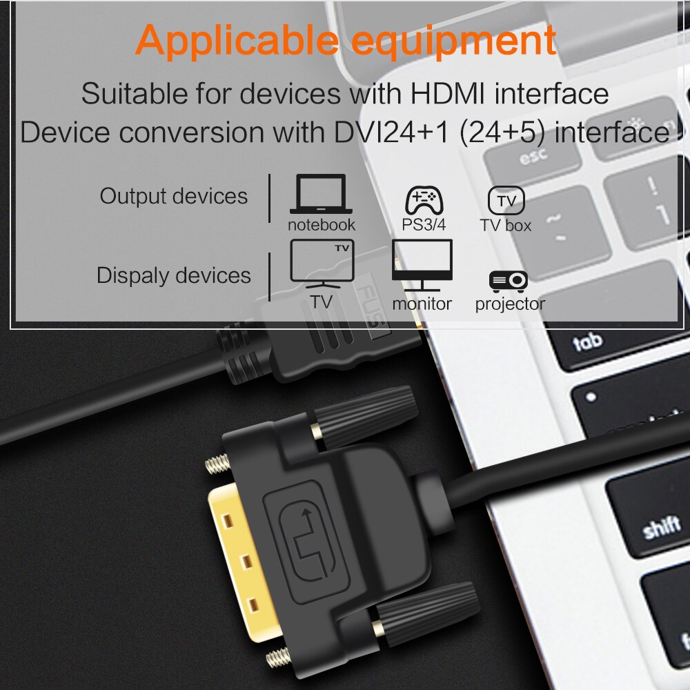 HDMI-kompatibel zu DVI Kabel DVI zu HDMI-kompatibel Männlichen 24 + 1 DVI-D Männlichen Adapter Gold Überzogen 1080P für HDTV DVD Projektor